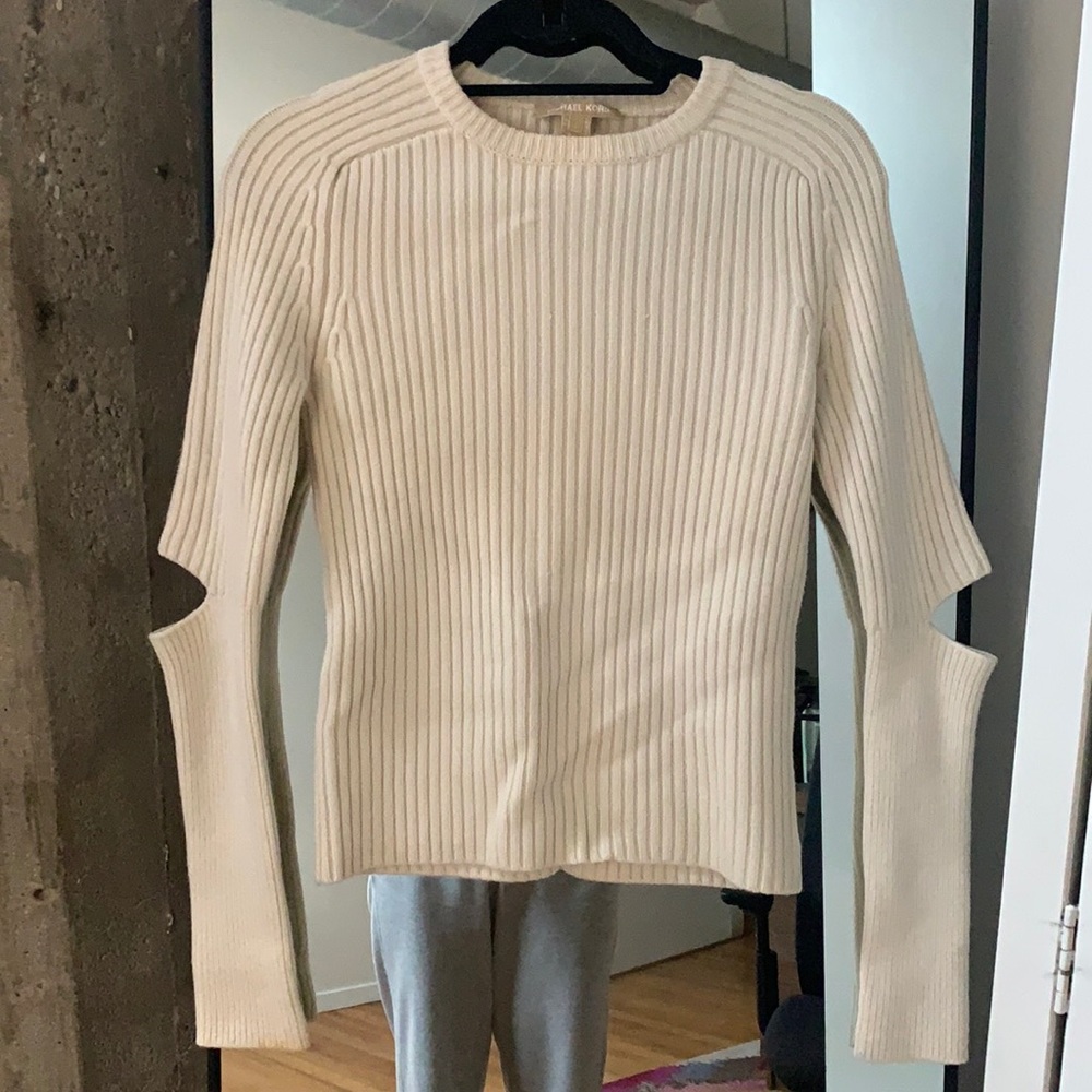 Cream heavy knit sweater designed by Michael Kors